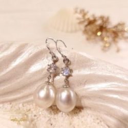 White Labradorite-Pearl-Earrings-R K18Wgピアス|真珠 ホワイトラブラドライト