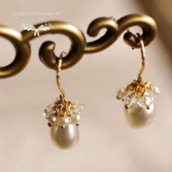 South-sea-Pearl-earrings K18ピアス|南洋真珠 ハーキマー・ダイヤモンド・クオーツ