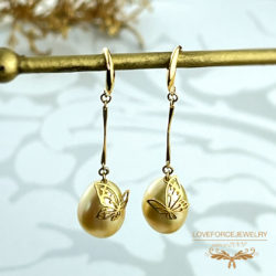 South Sea Pearl-butterfly-earrings K18ピアス|南洋ゴールド真珠