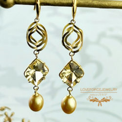 South sea pearl-yellow beryl-earrings K18ピアス|イエローベリル 南洋真珠