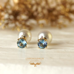 Aquamaline-K18Earrings K18ピアス|アクアマリン ダイヤモンド