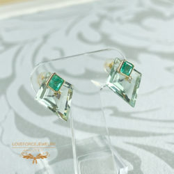 Emerald-GreenAmythst-Diamond-2wayK18Earrings K18ピアス|エメラルド ダイヤモンド グリーンアメジスト