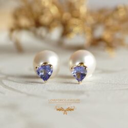 Tanzanite-Pearl-K18earrings K18ピアス|タンザナイト 炭水真珠
