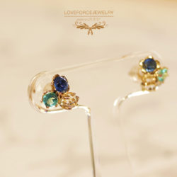 Kyanite-Herkimer-Apatite-K18Earrings K18ピアス|カイヤナイト アパタイト ハーキマーダイヤモンドクオーツ