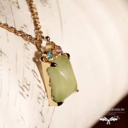 Prehnite-K18Top-lighthouse K18 PendantTop|プレナイト ピンクサファイア アパタイト シトリン