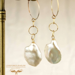 FreshWaterPearl-K18-HoopEarrings K18ピアス | 淡水真珠(花びら真珠)