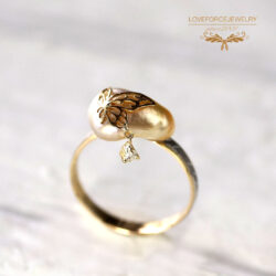 Southseapearl-diamond-ButterflyRing-K18Pt‐2 K18‐PtRing|南洋白蝶真珠|ダイアモンド