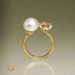 Molganite-Pearl-K182StoneRing K18リング|真珠 モルガナイト