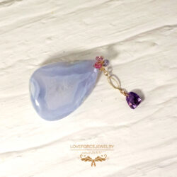 BluelaceAgate-Amethyst-14KGFBroach GFブローチ|ブルーレースアゲート アメジスト ピンクトルマリン